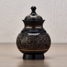 Load image into Gallery viewer, Black Brass Medium Pet Funeral Cremation Urn for Ashes 40 Cubic Inches
