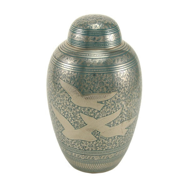 New, Solid Brass Guided Light Adult Funeral Cremation Urn, 200 Cubic Inches