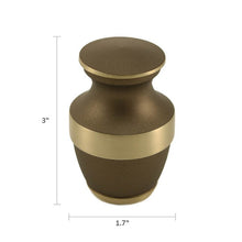 Load image into Gallery viewer, At Peace Memorials Lineas Rustic Bronze Mini Keepsake w/ Velvet Bag
