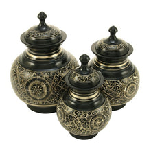 Load image into Gallery viewer, Black Brass Small Pet Funeral Cremation Urn for Ashes 25 Cubic Inches
