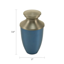 Load image into Gallery viewer, At Peace Memorials Monterey Blue Mini Keepsake w/ Velvet Bag Cremation Urn 5 CI
