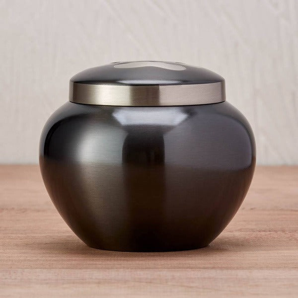 Small/Keepsake Slate/Pewter Brass Quest Cremation Urn, 40 cubic inches