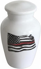 Load image into Gallery viewer, At Peace Memorials Firefighter White Keepsake Urn for Ashes
