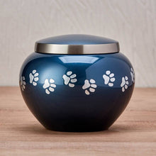 Load image into Gallery viewer, Small/Keepsake Blue Brass  Quest Funeral Cremation Urn, 40 cubic inches
