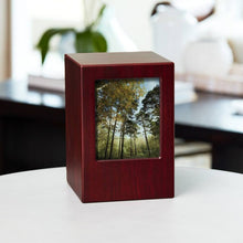 Load image into Gallery viewer, Wood Adult 200 Cubic Inch Funeral Cremation Urn for Ashes with photo
