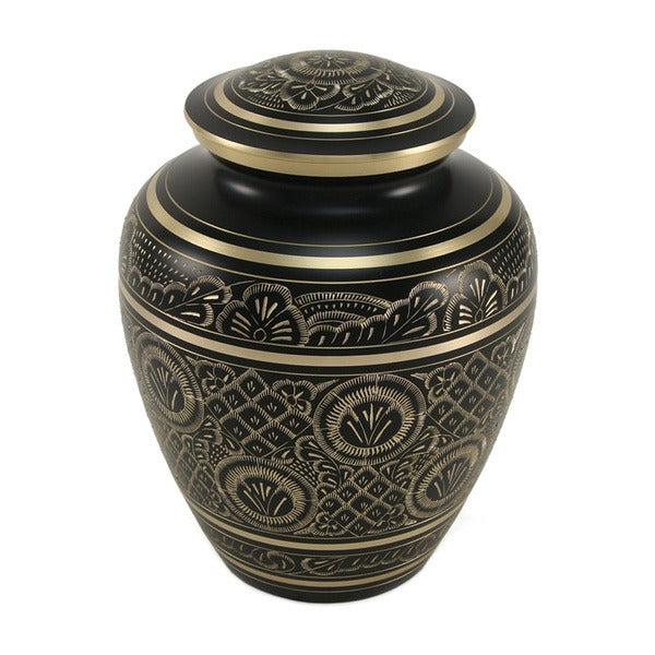 Black Brass Prestige Brilliance Adult 200 Cubic Inch Funeral Cremation Urn for Ashes