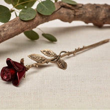 Load image into Gallery viewer, New, Solid Brass Crimson Threaded Rose Keepsake Funeral Cremation Urn For Ashes
