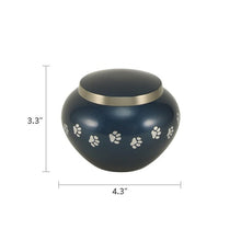 Load image into Gallery viewer, Small/Keepsake Blue Brass Quest Funeral Cremation Urn, 25 cubic inches
