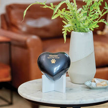 Load image into Gallery viewer, Small/Keepsake Black Brass Arielle Heart Cremation Urn, 20 cubic inches
