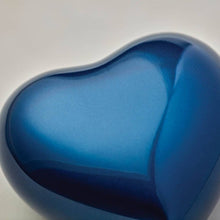 Load image into Gallery viewer, Small/Keepsake Blue Brass Arielle Heart Cremation Urn, 20 cubic inches
