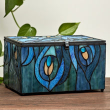 Load image into Gallery viewer, Large/Adult 200 Cubic Inch Stained Glass Paragon Cremation Urn w/LED - Peacock
