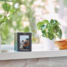 Load image into Gallery viewer, Small/Keepsake Black Wood Funeral Cremation Urn with photo, 40 Cubic Inches
