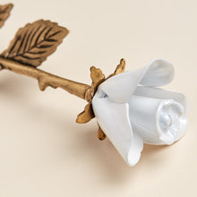 Load image into Gallery viewer, New, Solid Brass White Threaded Rose Keepsake Funeral Cremation Urn For Ashes
