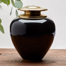 Load image into Gallery viewer, Black Brass Adult 195 Cubic Inch Funeral Cremation Urn for Ashes
