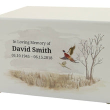 Load image into Gallery viewer, Large/Adult Somerset Pheasants Wood Box Cremation Urn for Ashes 200 Cubic Inches
