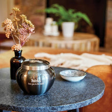 Load image into Gallery viewer, Small/Keepsake Slate/Pewter Brass Quest Cremation Urn, 70 cubic inches
