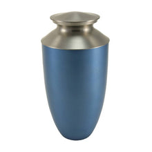 Load image into Gallery viewer, Blue Alloy &amp; Brass Adult 200 Cubic Inch Funeral Cremation Urn for Ashes
