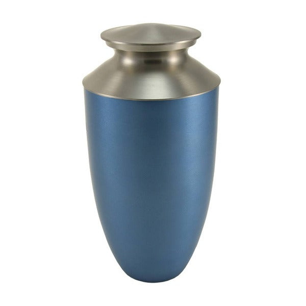 Blue Alloy & Brass Adult 200 Cubic Inch Funeral Cremation Urn for Ashes