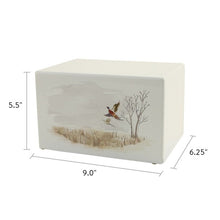 Load image into Gallery viewer, Large/Adult Somerset Pheasants Wood Box Cremation Urn for Ashes 200 Cubic Inches
