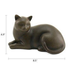 Load image into Gallery viewer, Small/Keepsake Sable Cozy Cat Resin Funeral Cremation Urn, 25 Cubic Inches
