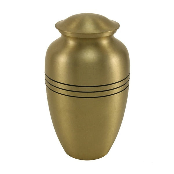 New, Solid Brass Classic Bronze Large Funeral Cremation Urn, 195 Cubic Inches