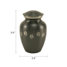Load image into Gallery viewer, Small/Keepsake Slate Brass Paw Print Cremation Urn, 40 cubic inches
