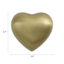 Load image into Gallery viewer, New, Solid Brass Classic Bronze Heart Keepsake Cremation Urn, 3 Cubic Inches
