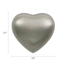Load image into Gallery viewer, New, Solid Brass Classic Pewter Heart Keepsake Cremation Urn, 3 Cubic Inches

