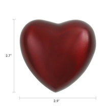 Load image into Gallery viewer, Heart Keepsake Brass Crimson Funeral Cremation Urn for Ashes, 3 Cubic Inches
