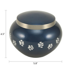 Load image into Gallery viewer, Small/Keepsake Blue Brass Quest Funeral Cremation Urn, 70 cubic inches
