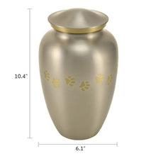 Load image into Gallery viewer, Large/Adult Pewter Brass Paw Print Cremation Urn, 195 cubic inches
