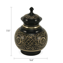 Load image into Gallery viewer, Large 70 Cubic Inches Black Brass Pet Funeral Cremation Urn for Ashes
