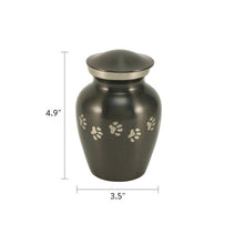 Load image into Gallery viewer, Small/Keepsake Slate Brass Paw Print Cremation Urn, 25 cubic inches
