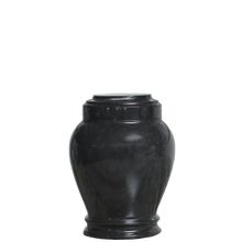 Load image into Gallery viewer, Small/Keepsake 15 Cubic Inch Embrace Ebony Marble Funeral Cremation Urn
