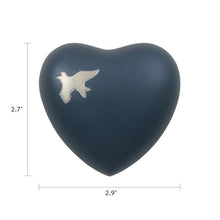 Load image into Gallery viewer, At Peace Memorials Heart Keepsake Brass Blue Cremation Urn 3 Cubic Inches
