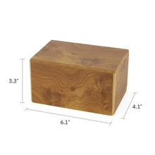 Load image into Gallery viewer, Small/Keepsake Natural Box Funeral Cremation Urn for Ashes, 45 Cubic Inches
