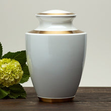 Load image into Gallery viewer, Adult 200 Cubic Inch Brass White Funeral Cremation Urn for Ashes

