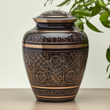 Load image into Gallery viewer, Black Brass Prestige Brilliance Adult 200 Cubic Inch Funeral Cremation Urn for Ashes

