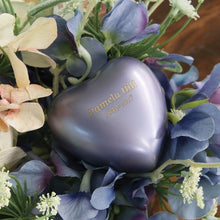 Load image into Gallery viewer, Heart Keepsake Brass Blue Funeral Cremation Urn for Ashes, 3 Cubic Inches
