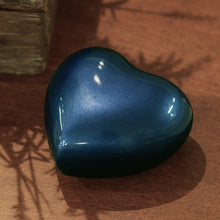 Load image into Gallery viewer, Small/Keepsake Blue Brass Arielle Heart Cremation Urn, 20 cubic inches

