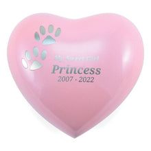 Load image into Gallery viewer, Arielle Pearl Pink Heart Paw Urn
