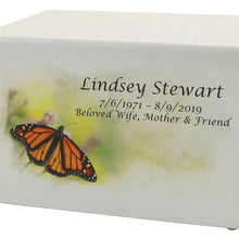 Load image into Gallery viewer, Large/Adult Somerset Butterfly Funeral Cremation Urn for Ashes, 200 Cubic Inches
