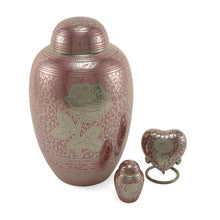 Load image into Gallery viewer, New,Adult Brass Pink Rose Large Funeral Cremation Urn for Ashes,200 Cubic Inches
