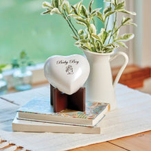 Load image into Gallery viewer, New Brass Pearl White Arielle Heart Funeral Cremation Urn w/stand,20 Cubic inch
