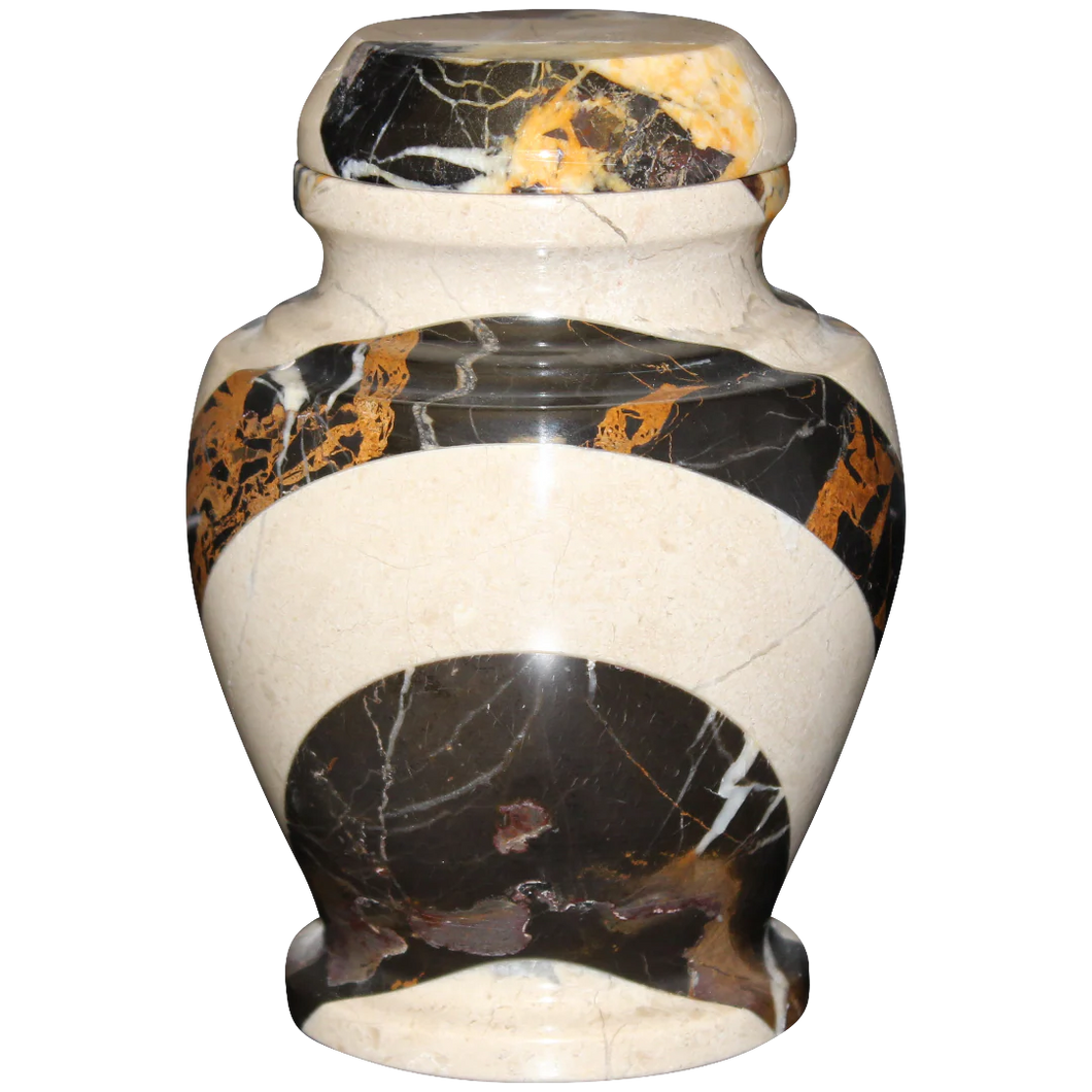Small/Keepsake 15 Cubic Inch Carpel Cameo & King Marble Funeral Cremation Urn for Ashes