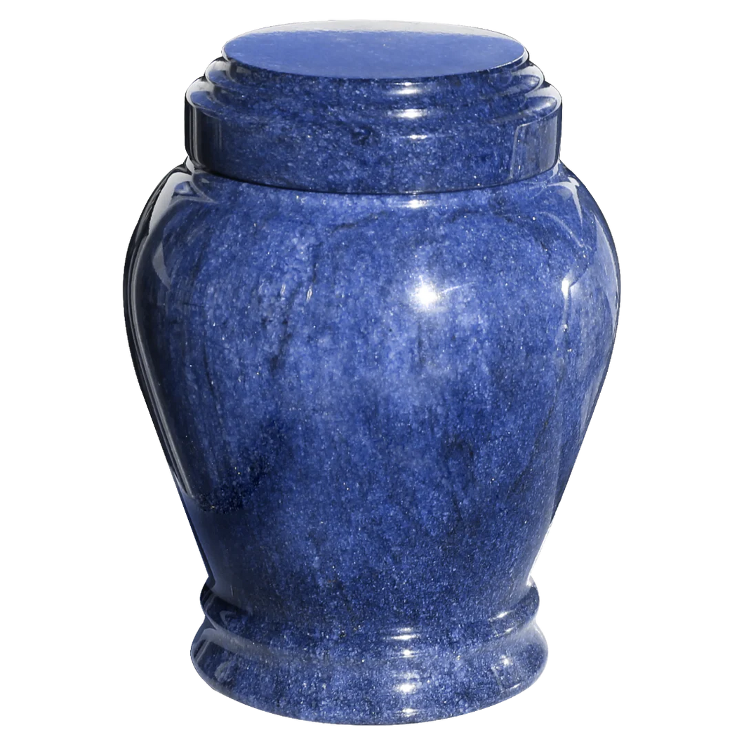 Small/Keepsake 15 Cubic Inch Blue Embrace Funeral Cremation Urn for Ashes