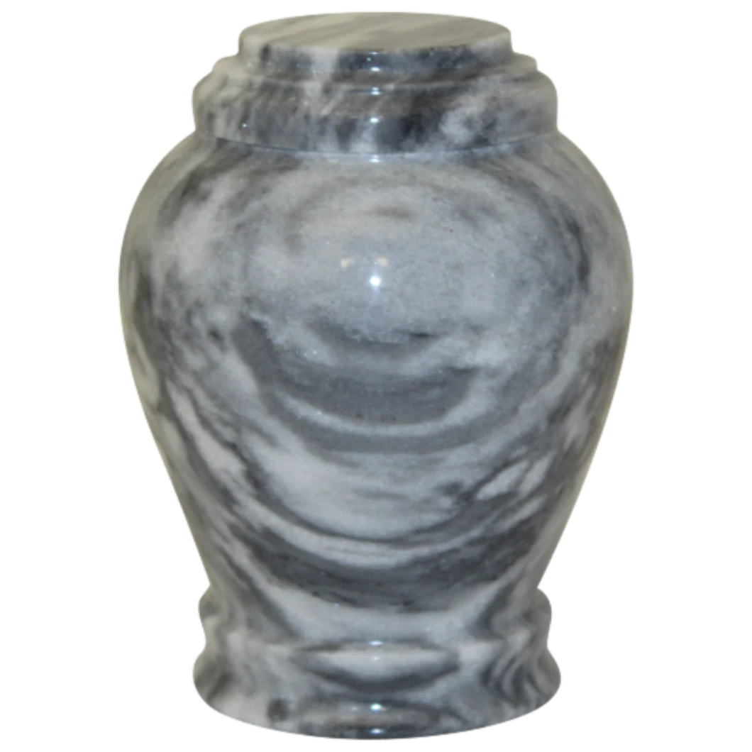 Small/Keepsake 15 Cubic Inches Embrace Cashmere Gray Marble Funeral Cremation Urn