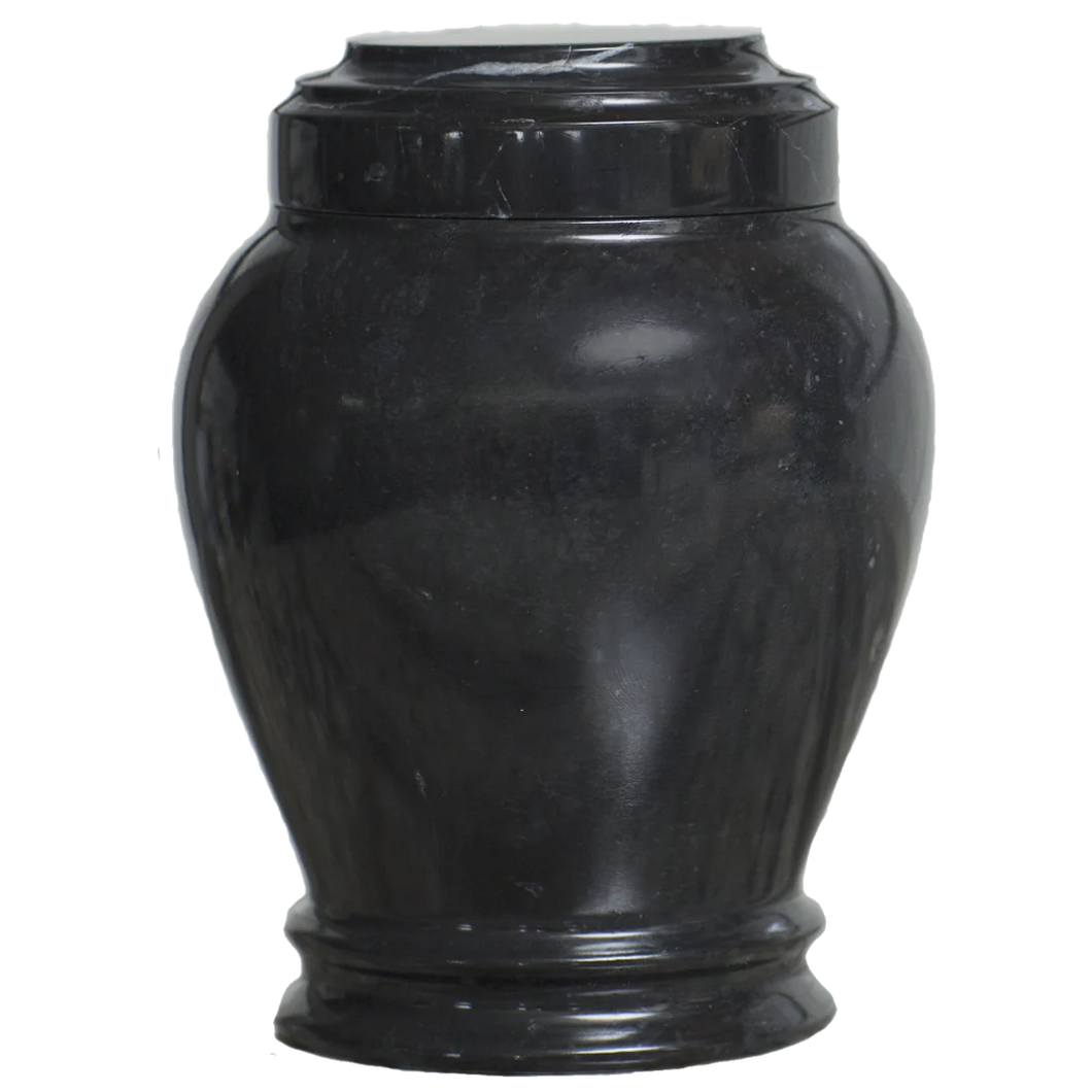 Small/Keepsake 15 Cubic Inch Embrace Ebony Marble Funeral Cremation Urn