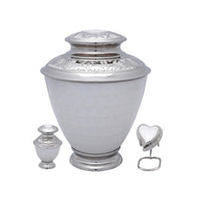 Load image into Gallery viewer, Large/Adult 200 Cubic Inches Elegance Pearl White Brass Funeral Cremation Urn
