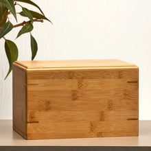 Load image into Gallery viewer, Large Bamboo Box Funeral Cremation Urn for Ashes, 200 Cubic Inches
